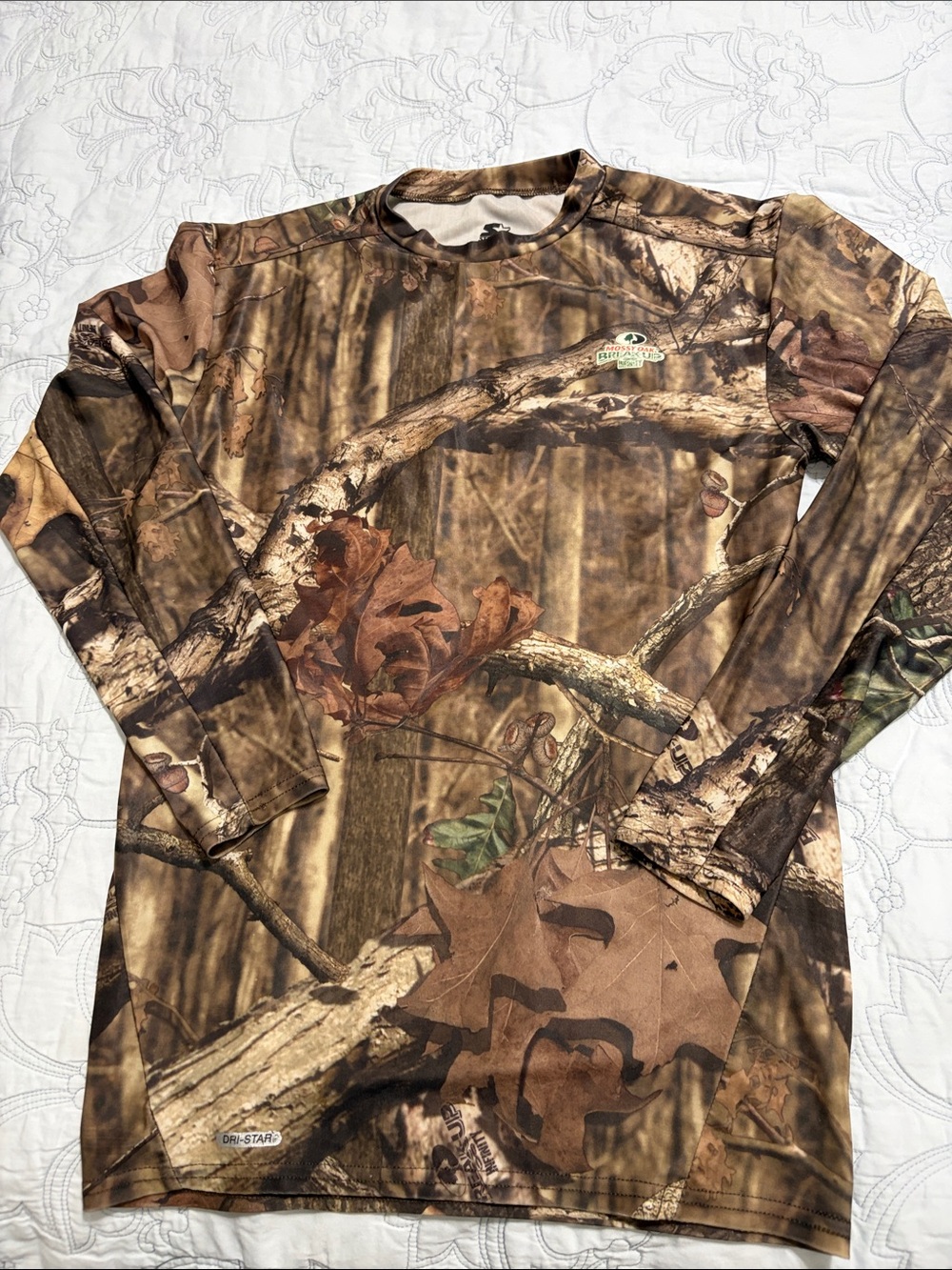 Starter Mossy Oak BreakUp Infinity Camo Dri-Star OutDoor Pullover Size Med 38/40
